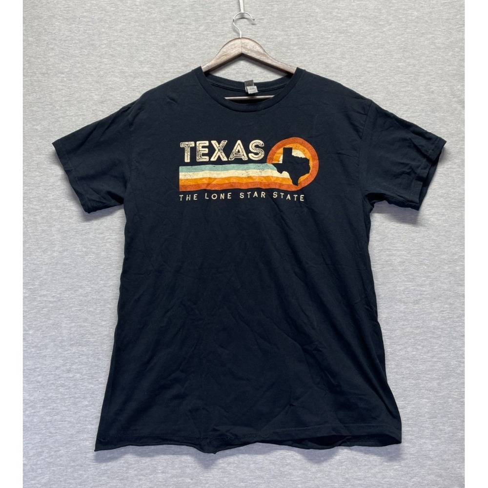 Gildan T Shirt Mens Large Black Graphic Print Sunset Texas The Lone Star State